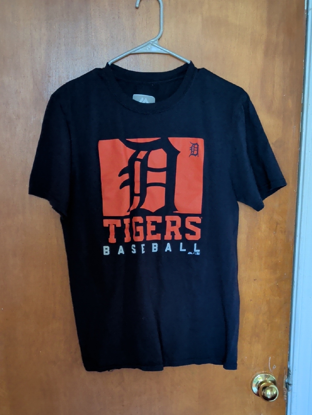 Majestic Black T-Shirt with Orange Detroit Tigers Logo